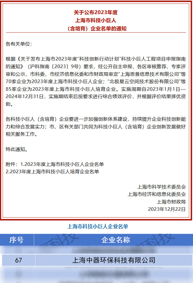 
上海市科技小巨人企业